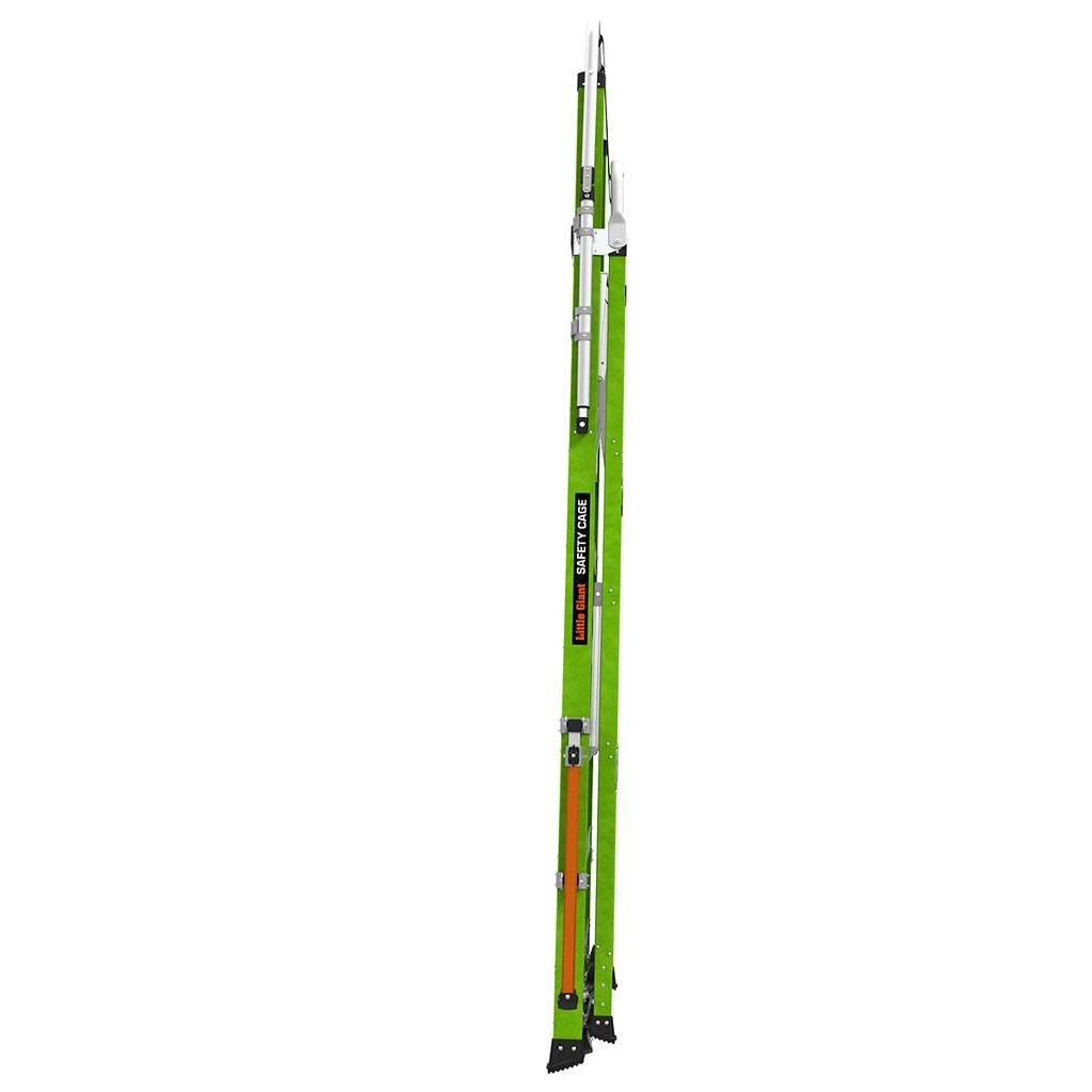 Safety Cage® 2.0 - EN 131 - 150 kg Rated, Fiberglass Electrical Insulated Platform Ladder with Wheels, GROUND CUE and Adjustable Outriggers