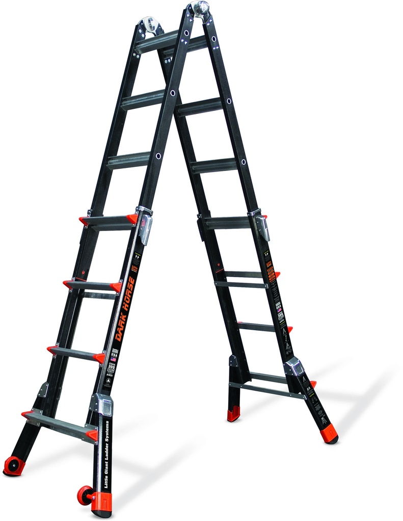 15147EN DARK HORSE, 4 x 4 Model - EN 131 - 150 kg Rated, Fiberglass Articulated Extendable Ladder