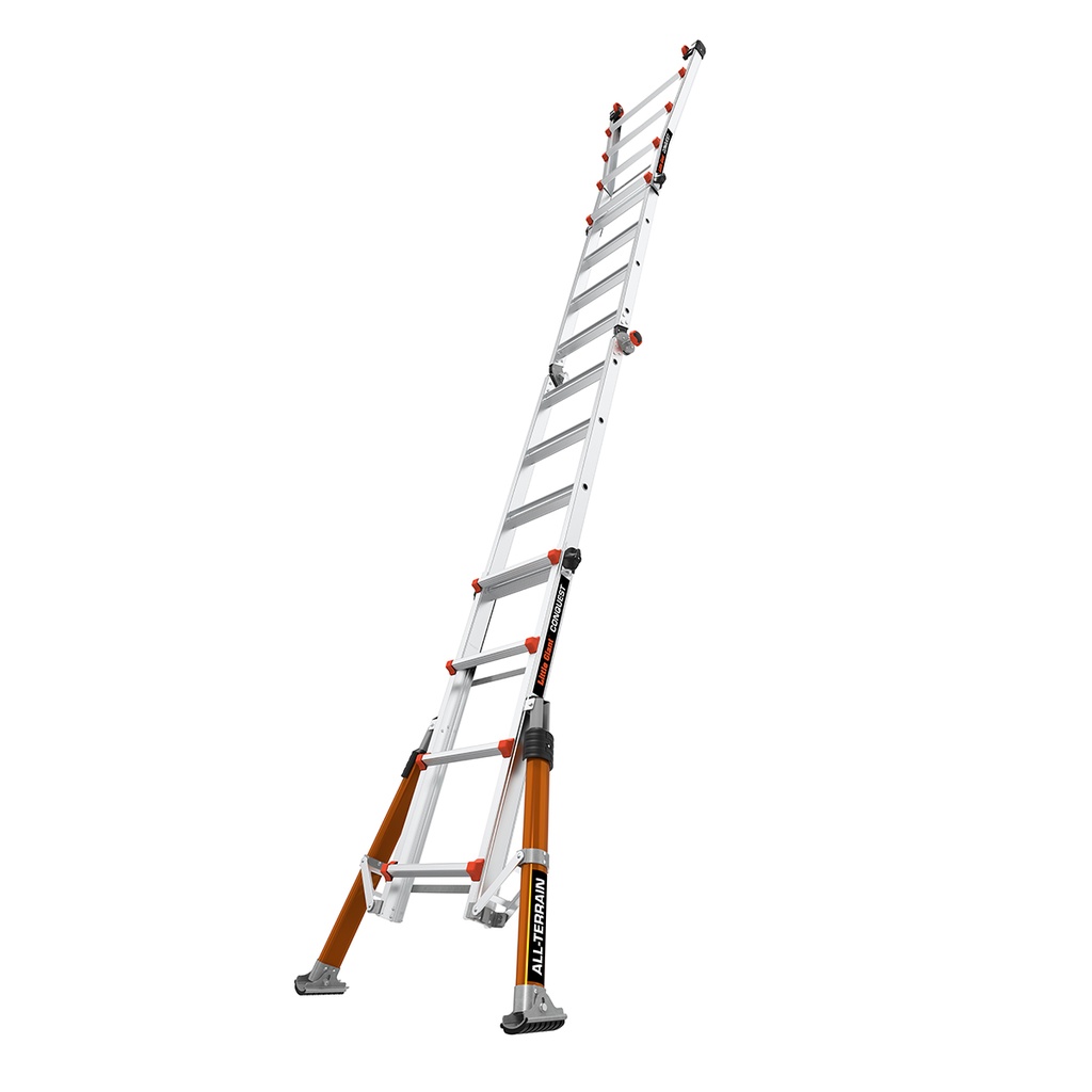 CONQUEST 2.0 EN 131 - 150 kg Rated, Aluminum Articulated Extendable Ladder with ALL-TERRAIN Outriggers