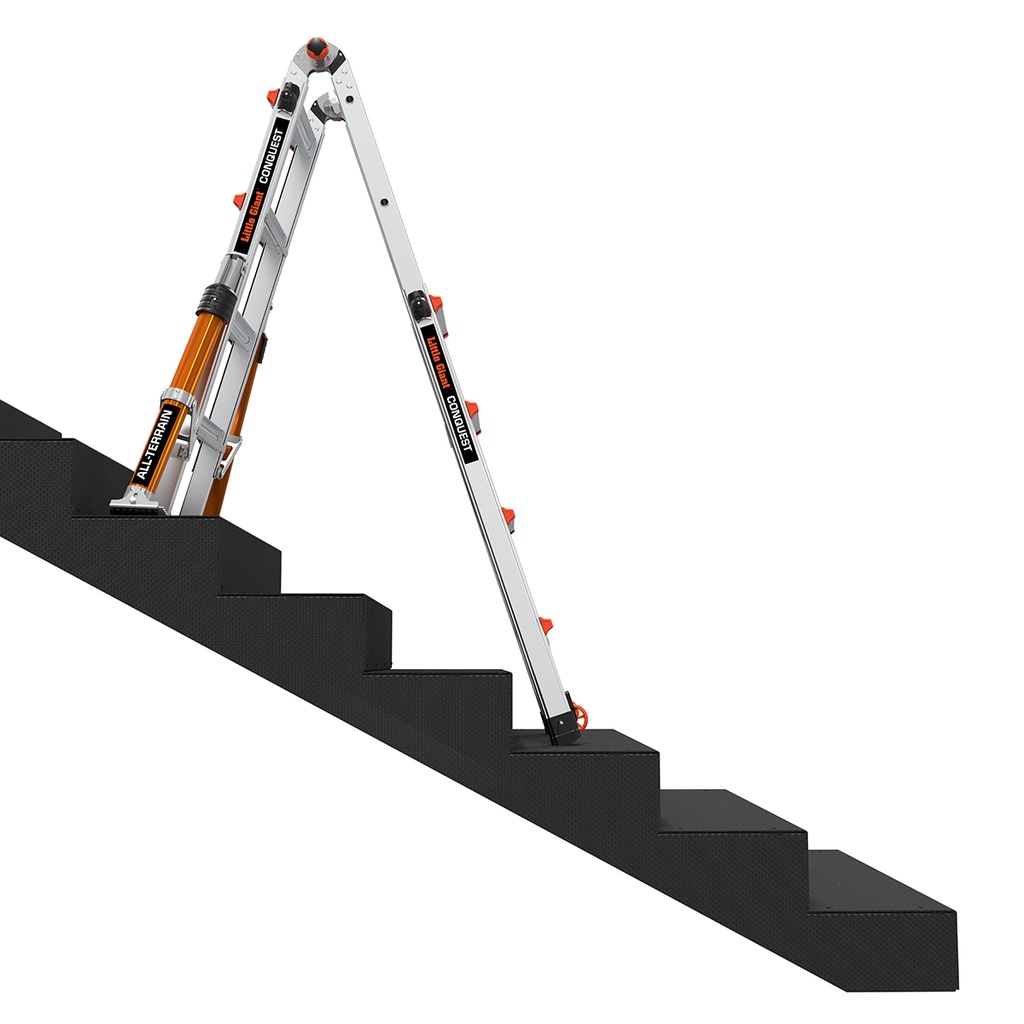 CONQUEST 2.0 EN 131 - 150 kg Rated, Aluminum Articulated Extendable Ladder with ALL-TERRAIN Outriggers