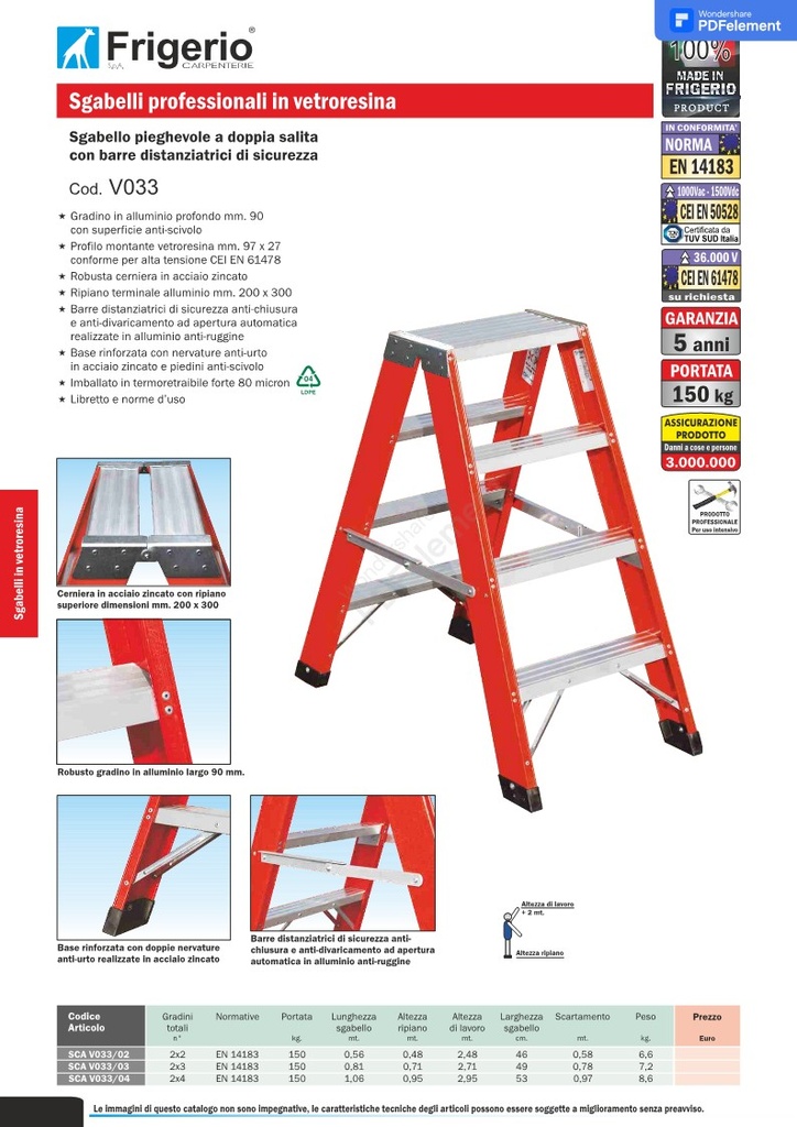 TRESTLE Fiberglass Electrical Insulated Double rise folding stool