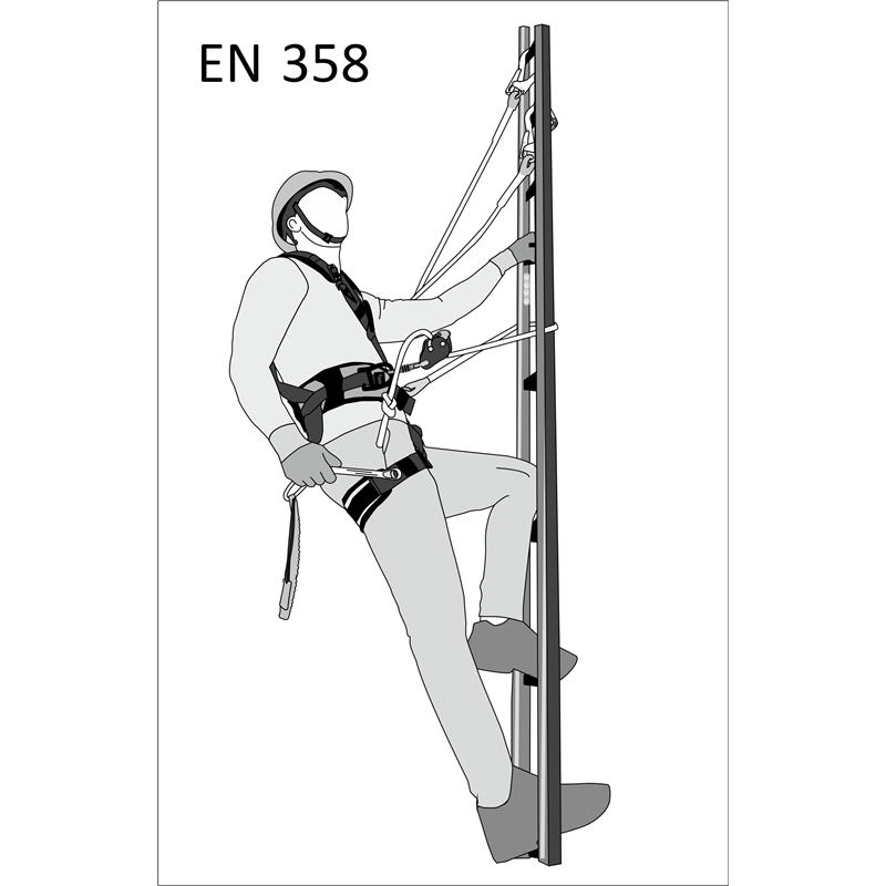 FA 40 906 - Kernmantle Work positioning lanyard (maxi length 5m & 10m), with a rope grab adjuster, with 1 steel snap hook and 1 steel screw-locking karabiner