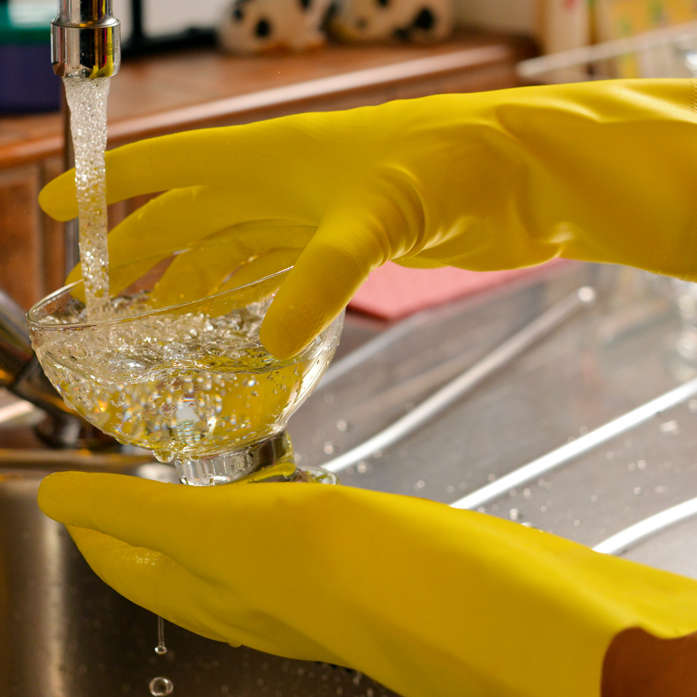 EDMONTON Latex chemical gloves, length 30 cm, flock lined
