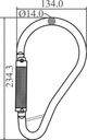 FA 50 216 55 - Steel Quarter-turn locking tower hook opening 55 mm
