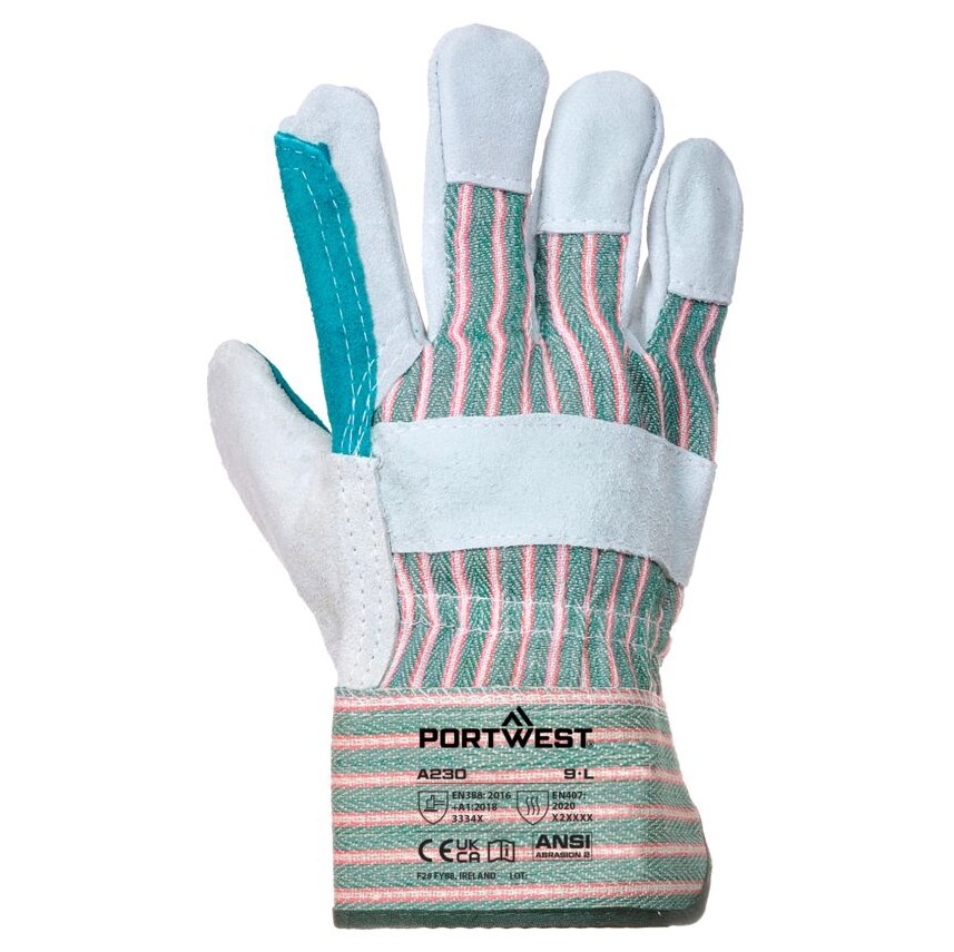A230 Leather Rigger 365 Cow Split Reinforced Palm Glove