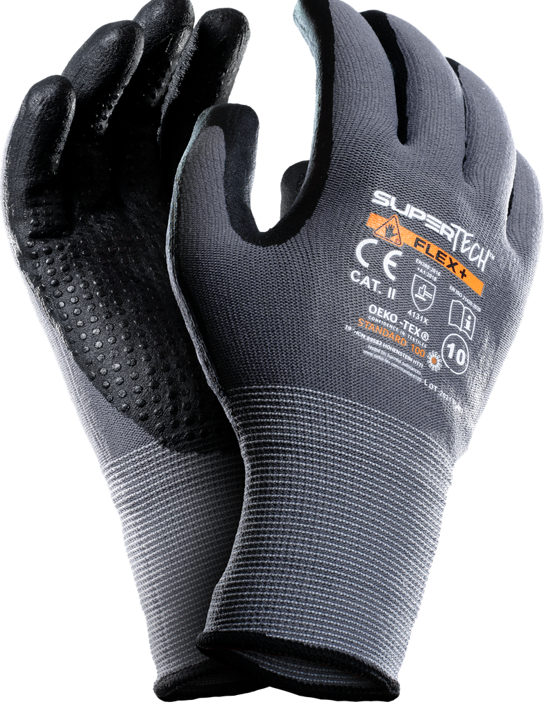 SUPER TECH FLEX + Microfoam Nitrile Coated with PVC dots Safety work gloves