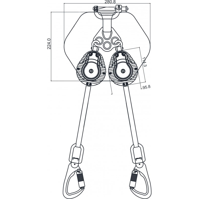 FA2050502 SPILO-S, Twin legged retractable fall arrester and energy absorber in back pocket, lg 2.4 m
