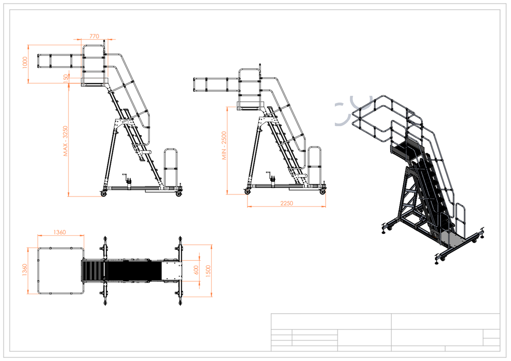 7844 Tanker Maintenance Repair Platform Ladder 2.5m - 3.25m