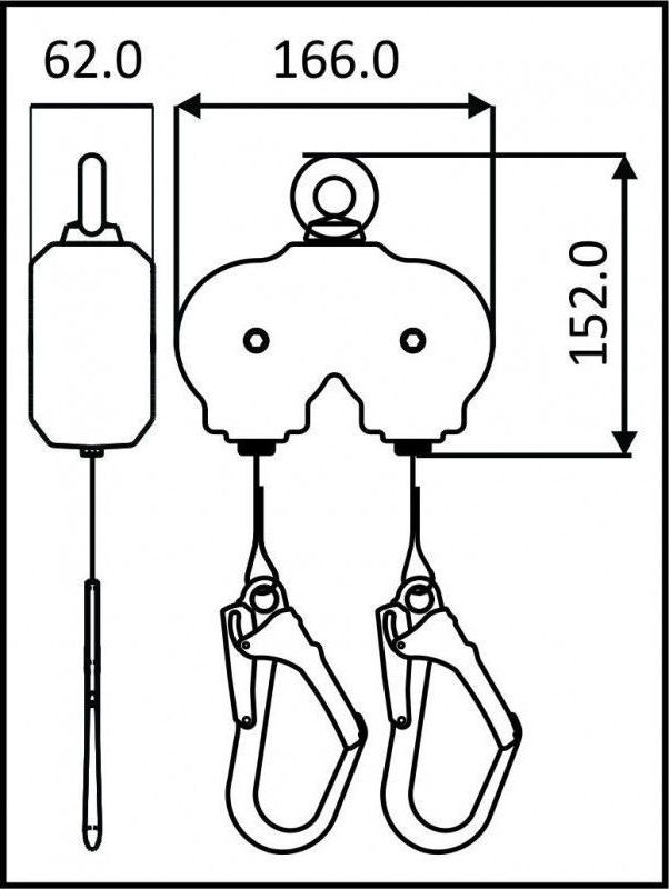 FA 20 500 02 - Twin retractable fall arrester aluminium casing in webbing 2 x 2m