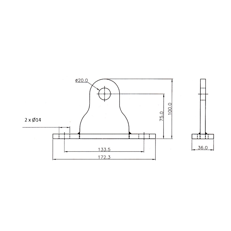 FA6020100 Extremity plate for horizontal wire rope lifeline KS-Line (KS 4000)