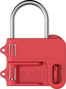 K430 Ατσάλινο hasp με κόκκινη πλαστική λαβή