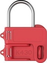 K430 Ατσάλινο hasp με κόκκινη πλαστική λαβή