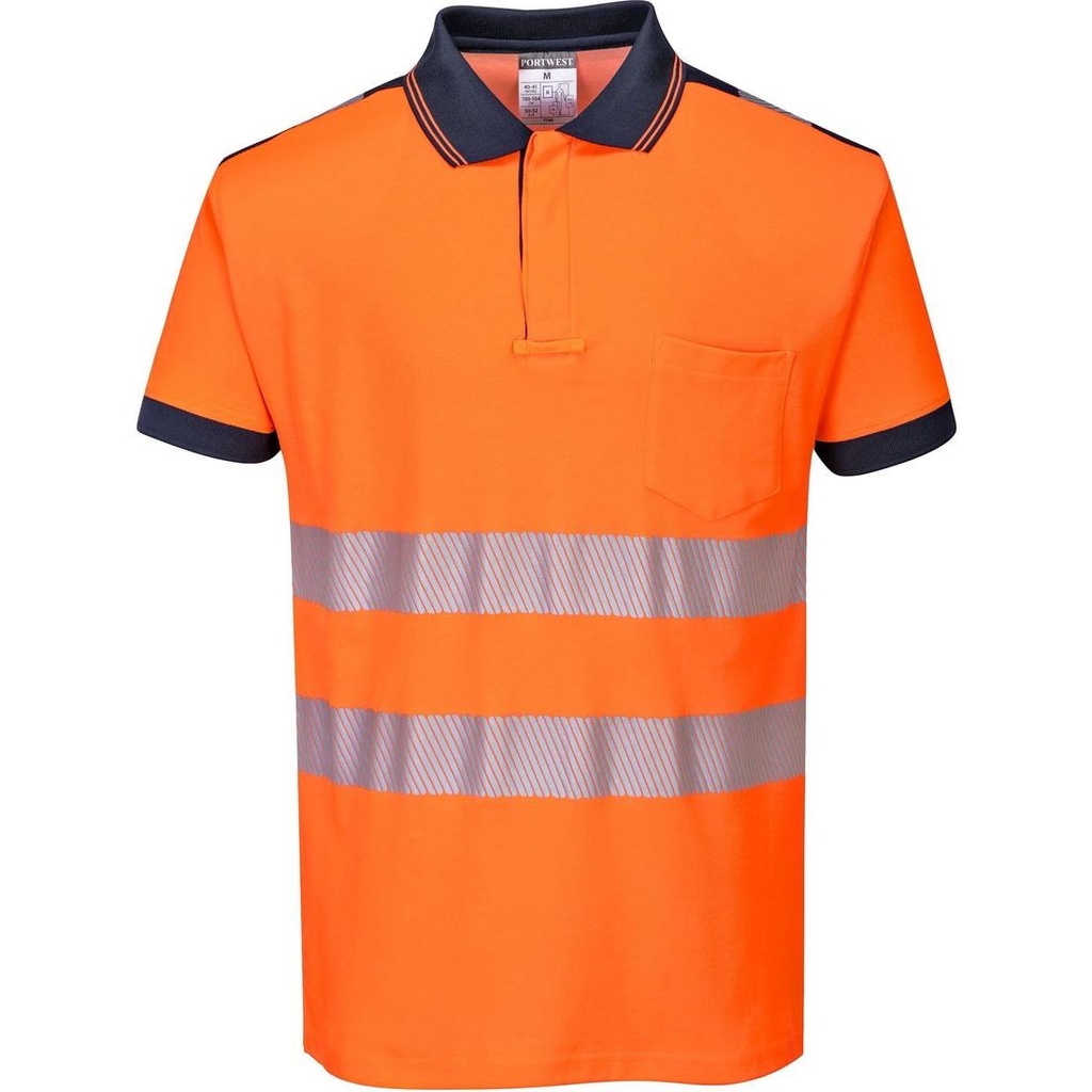 T180 PW3 Ανακλαστική Πόλο Μπλούζα Cotton Comfort S/S