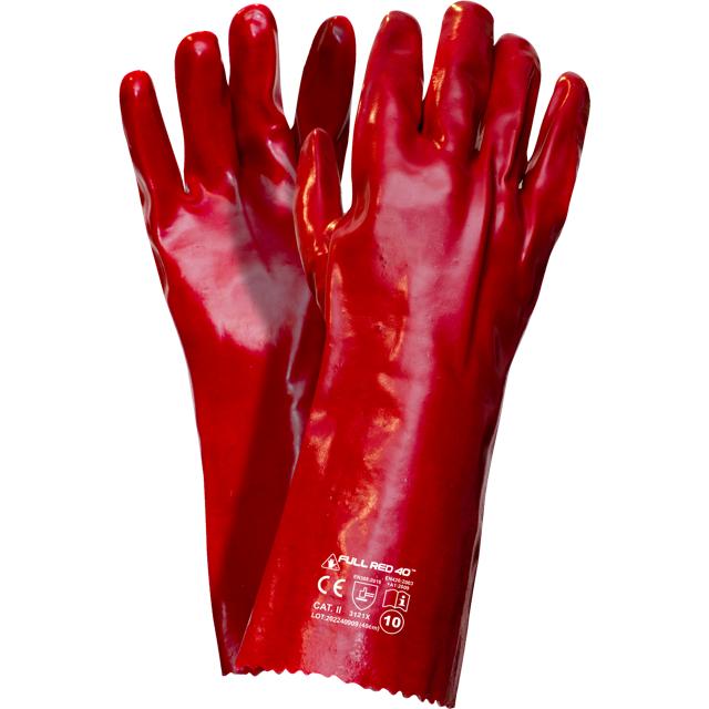 FULL RED 40 Γάντια Εργασίας Ασφαλείας με Επικάλυψη PVC, Μήκος 40cm