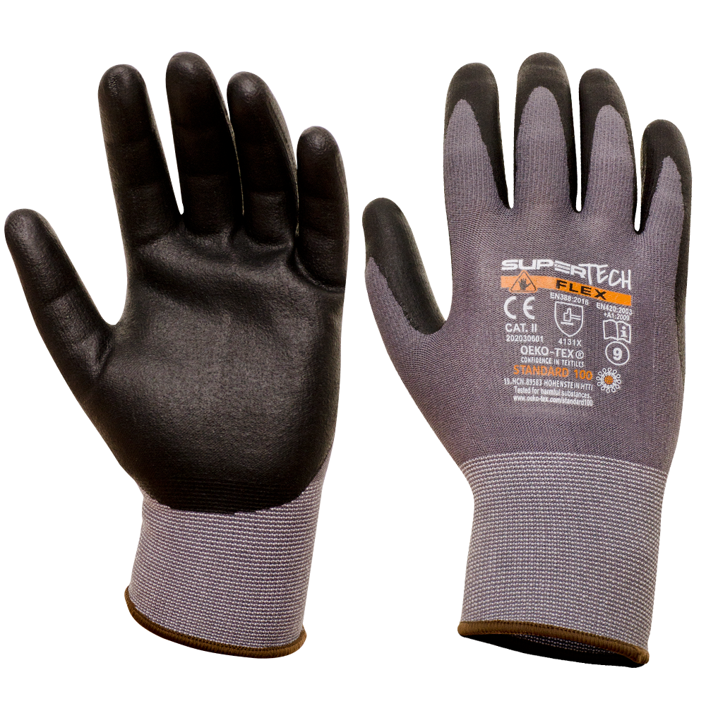 SUPER TECH FLEX Microfoam Nitrile Coated Safety work gloves