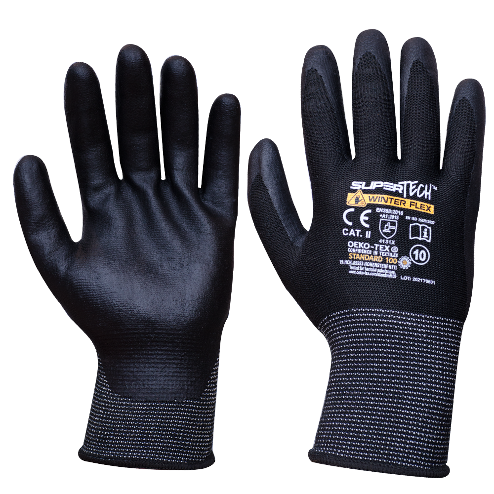 SUPER TECH WINTER FLEX Γάντια Εργασίας Ασφαλείας με Μικροαφρώδη Επικάλυψη Νιτριλίου