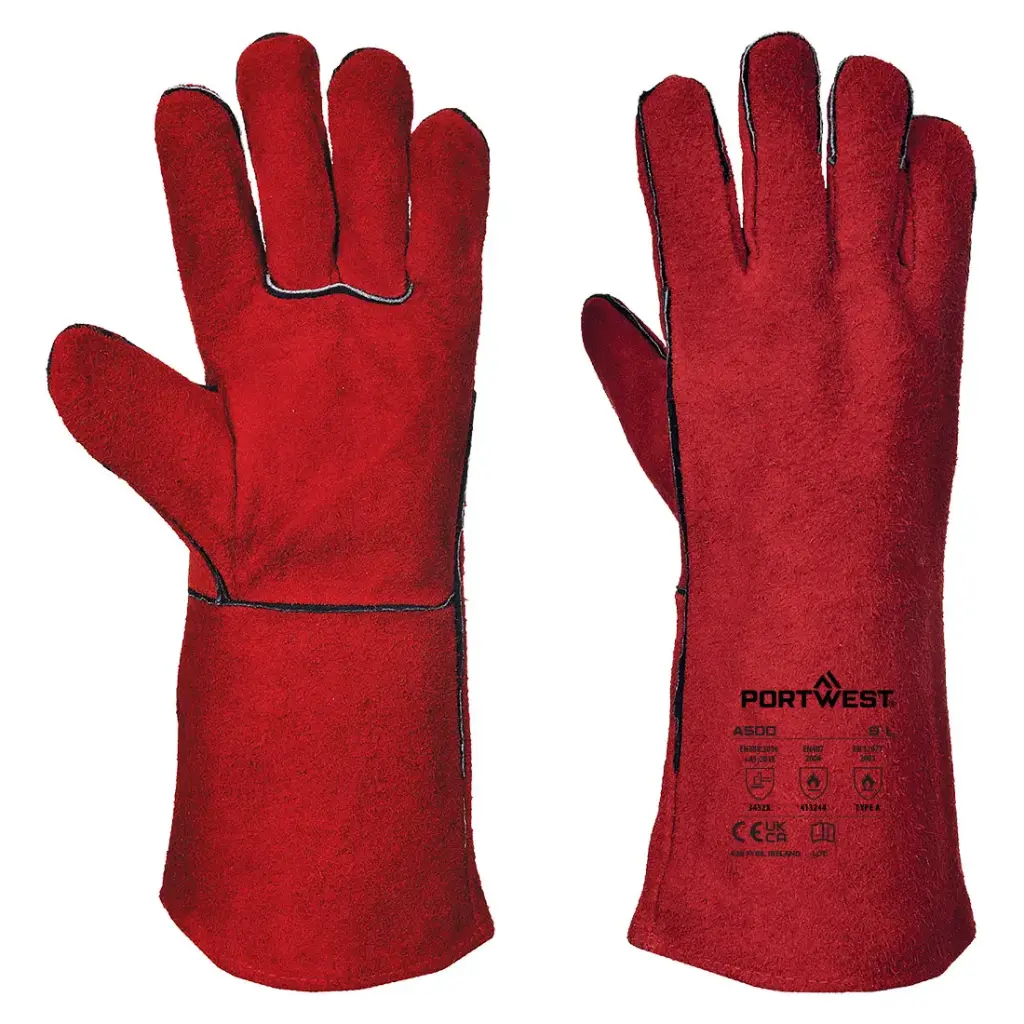 A500 Welders 210 Split Leather Red Gauntlet